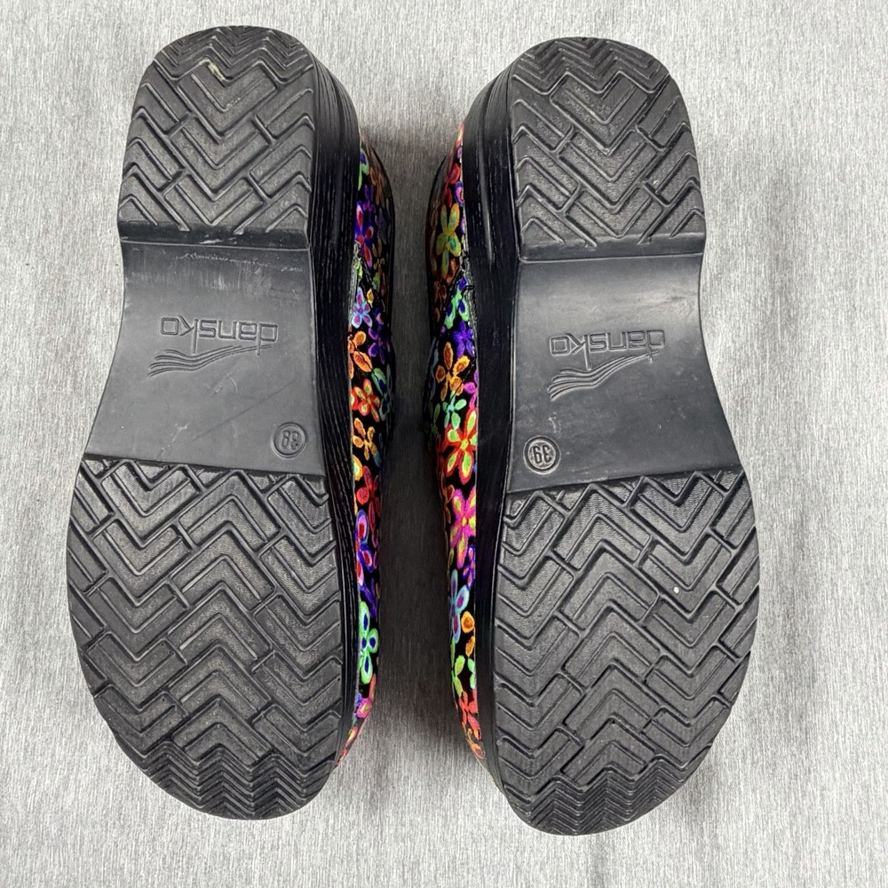 Dansko Professional Shoes Womens Size 39 Floral Patent Leather Clogs Comfort - Picture 10 of 15